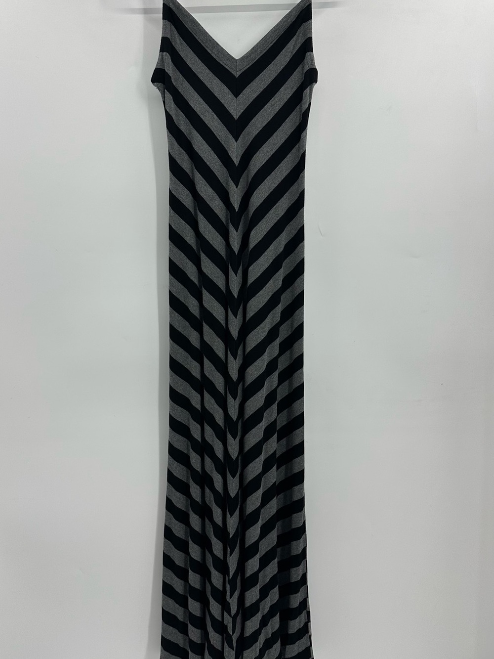 Matty M Black & Gray Chevron Stripe Maxi Dress